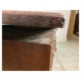 Antique Marble Top Coffee Table on Wheels with Drawer