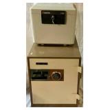 Sentry Fire Safe Model 2180 with key 15" W x 11" D x 13" H and Montgomery Ward Combo Floor Safe Model 9042 22" H x 23" D x 16.5" W