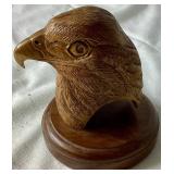Hand Carved Eagle Head by Richard Southard 1986 and Red Mill Mfg. Handcrafted Eagle Figurine