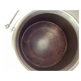 Two Stainless Steel Milk Containers/Buckets 13" H x 13" bottom diameter, 7.5" opening diameter