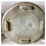 Two Stainless Steel Milk Containers/Buckets 13" H x 13" bottom diameter, 7.5" opening diameter