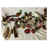 Feathered Bird Ornaments for Holiday Bird Tree - 37 assorted birds & feathers plus painted egg