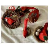 Feathered Bird Ornaments for Holiday Bird Tree - 37 assorted birds & feathers plus painted egg