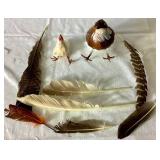 Feathered Bird Ornaments for Holiday Bird Tree - 37 assorted birds & feathers plus painted egg