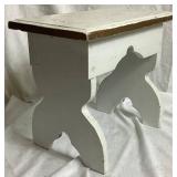 Vintage Childs Vanity (no mirror) and Writing Desk with Bench, with Vintage Plastic Play Corning Ware Set & Akro Agate Glass Toy Teacup, Plates, and Pitcher