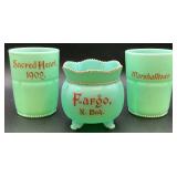 Antique Tarentum Pomono Green Uranium Custard Glass Souvenir Editions - 9 Pieces