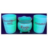 Antique Tarentum Pomono Green Uranium Custard Glass Souvenir Editions - 9 Pieces