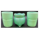 Antique Tarentum Pomono Green Uranium Custard Glass Souvenir Editions - 9 Pieces