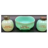 Antique Tarentum Pomono Green Uranium Custard Glass Souvenir Editions - 9 Pieces