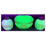 Antique Tarentum Pomono Green Uranium Custard Glass Souvenir Editions - 9 Pieces