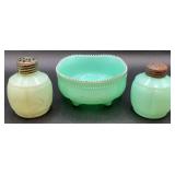 Antique Tarentum Pomono Green Uranium Custard Glass Souvenir Editions - 9 Pieces