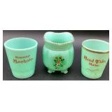 Antique Tarentum Pomono Green Uranium Custard Glass Souvenir Editions - 9 Pieces