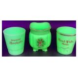 Antique Tarentum Pomono Green Uranium Custard Glass Souvenir Editions - 9 Pieces