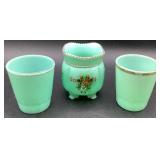 Antique Tarentum Pomono Green Uranium Custard Glass Souvenir Editions - 9 Pieces