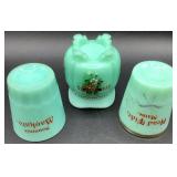 Antique Tarentum Pomono Green Uranium Custard Glass Souvenir Editions - 9 Pieces