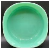 Antique Tartentum Painted Glass Master Berry Bowl Pomono Green Uranium Custard Glass