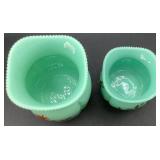 Antique Tartentum Pomono Green Painted Uranium Custard Glass Georgia Gems 4" and 6"