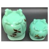 Antique Tartentum Pomono Green Painted Uranium Custard Glass Georgia Gems 4" and 6"