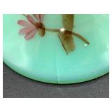 Antique Tartentum Pomono Green Uranium Custard Glass Georgia Gem, Tumbler and Sauce Bowl