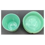 Antique Tartentum Pomono Green Uranium Custard Glass Georgia Gem, Tumbler and Sauce Bowl