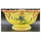 Antique Tarentum Victoria Hand Painted Custard Uranium Glass Berry Bowl and 5 Sauce Bowls