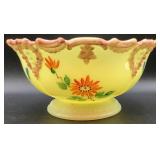 Antique Tarentum Victoria Hand Painted Custard Uranium Glass Berry Bowl and 5 Sauce Bowls