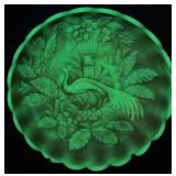 Antique Northwood Custard Glass Peacock & Urn Master Ice Cream Bowl and 3 Individual Ice Cream Bowls