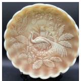 Antique Northwood Custard Glass Peacock & Urn Master Ice Cream Bowl and 3 Individual Ice Cream Bowls