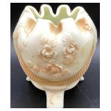 Antique Northwood Grape Custard Uranium Glass Tumbler, Fine Cut Roses Rose Bowl and Northwood Grape Gothic Arches Goblet