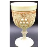 Antique Northwood Grape Custard Uranium Glass Tumbler, Fine Cut Roses Rose Bowl and Northwood Grape Gothic Arches Goblet