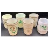 Antique Custard Uranium Glass Tumblers from Various Manufacturers - 6 total