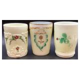 Antique Custard Uranium Glass Tumblers from Various Manufacturers - 6 total