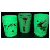 Antique Custard Uranium Glass Tumblers from Various Manufacturers - 6 total