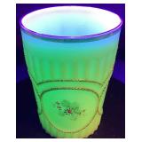 Antique Custard Uranium Glass Tumblers from Various Manufacturers - 6 total