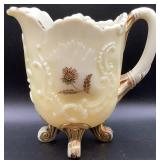 Antique Northwood Lous XV Custard Uranium Glass Pitcher 7.5" and 3 Tumblers 4"