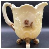 Antique Northwood Lous XV Custard Uranium Glass Pitcher 7.5" and 3 Tumblers 4"