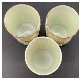 Antique Northwood Lous XV Custard Uranium Glass Pitcher 7.5" and 3 Tumblers 4"