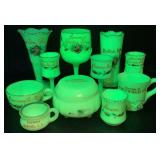 Antique Custard Uranium Glass Souvenir Collection Lot 2  - 11 Assorted Pieces