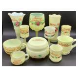 Antique Custard Uranium Glass Souvenir Collection Lot 2  - 11 Assorted Pieces