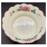 Antique Heisey Hand Painted Custard Uranium Glass Master Berry Bowl and 5 Sauce Bowls