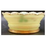 Antique Heisey Hand Painted Custard Uranium Glass Master Berry Bowl and 5 Sauce Bowls