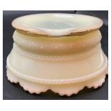 Antique Heisey Hand Painted Custard Uranium Glass Master Berry Bowl and 5 Sauce Bowls