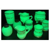Antique Custard Uranium Glass Souvenir Collection - 9 Pieces