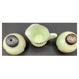 Antique Custard Uranium Glass Souvenir Collection - 9 Pieces