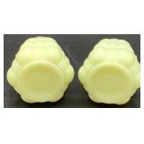 Antique Custard Uranium Glass Northwood Wright Twig 7" Plate, 4" Tumbler, Salt & Pepper Set and 4.25" H Cordial Glass