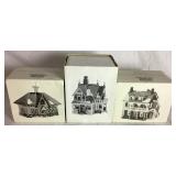 Retired Dept 56 New England Village Series Weston Train Station, Brick Town Hall and Arlington Falls Church