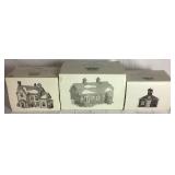 New England Village Series Retired Dept 56 Red Schoolhouse, Pennsylvania Dutch Farmhouse and Pennsylvania Dutch Barn