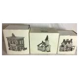 Dept 56 Retired New England Village Series Woodbridge Post Office, Boarding House and Sleepy Hollow Church