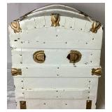 Antique Domed Top Painted Trunk with Gold Toned Accents