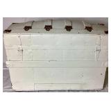 Antique Domed Top Painted Trunk with Gold Toned Accents